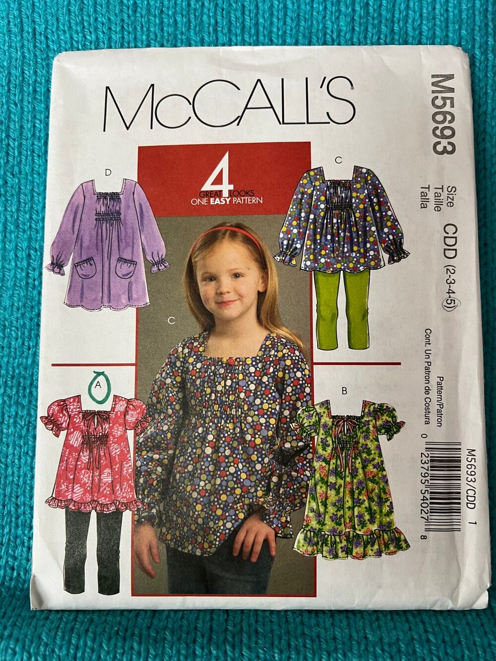 McCalls Sewing pattern 5693 girls Dress top ruffle hem size 2 3 4 5